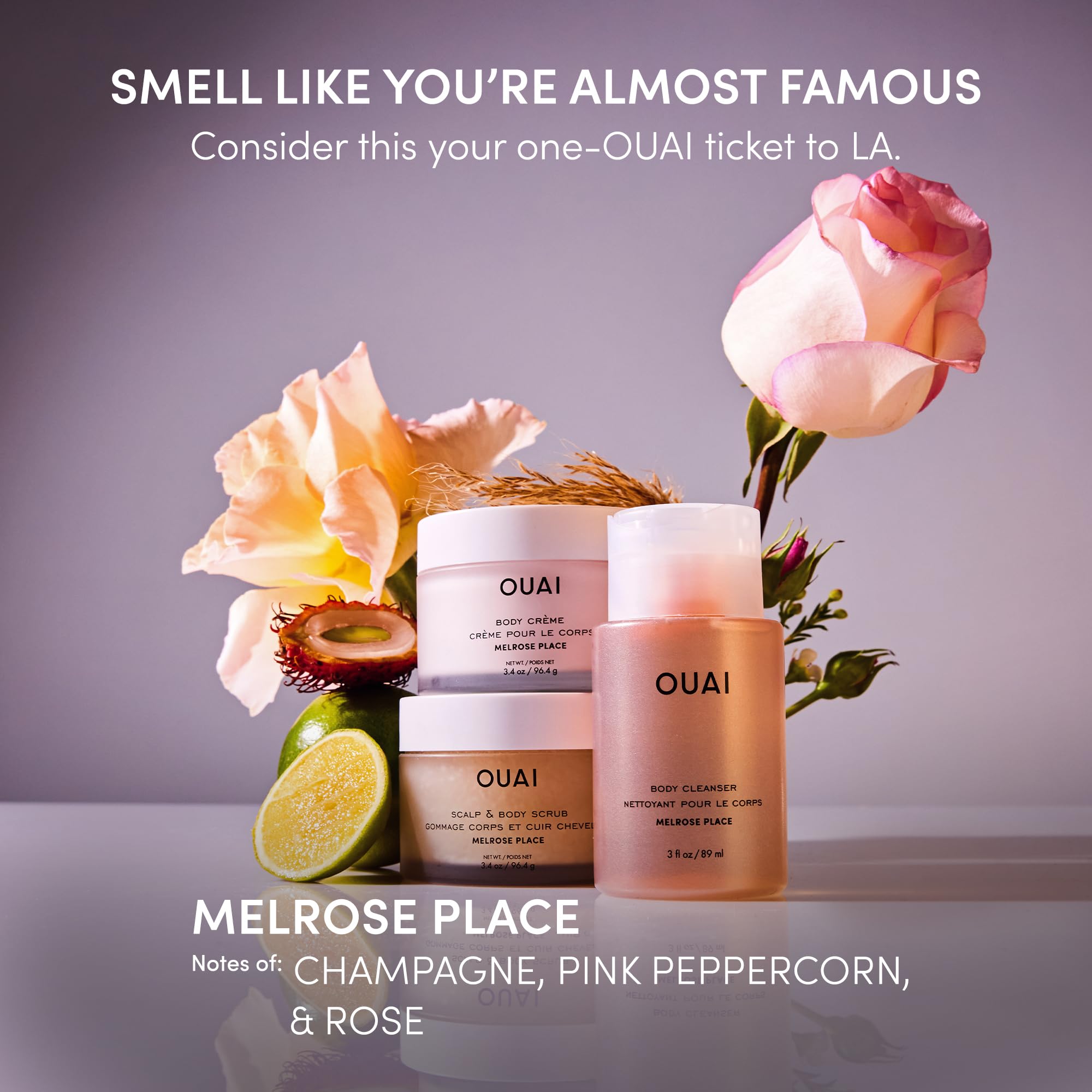OUAI gommage exfoliant au sucre et huile de coco, texture exfoliante et douce.