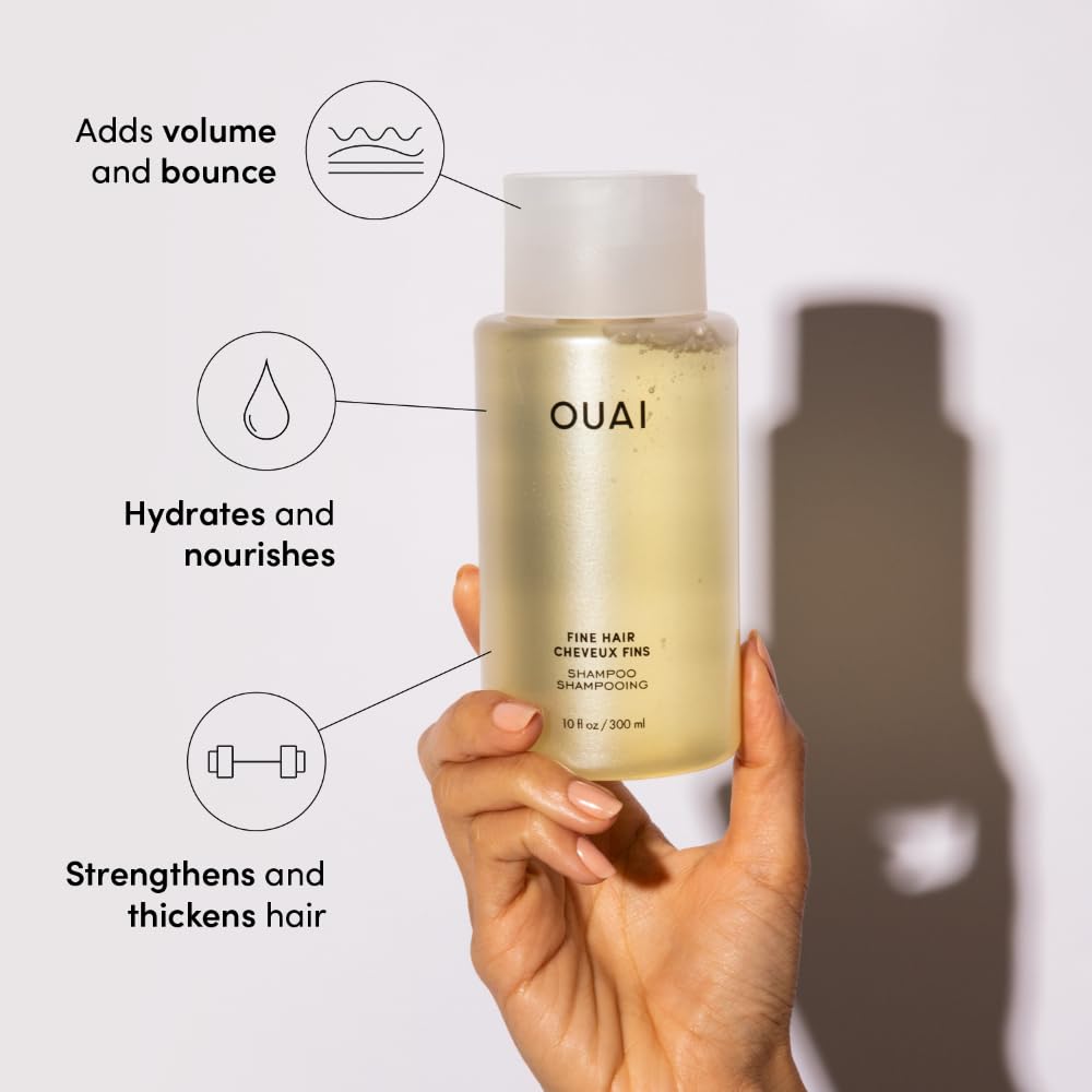 OUAI Fine après-shampooing bouteille : hydratation légère qui renforce sans alourdir.