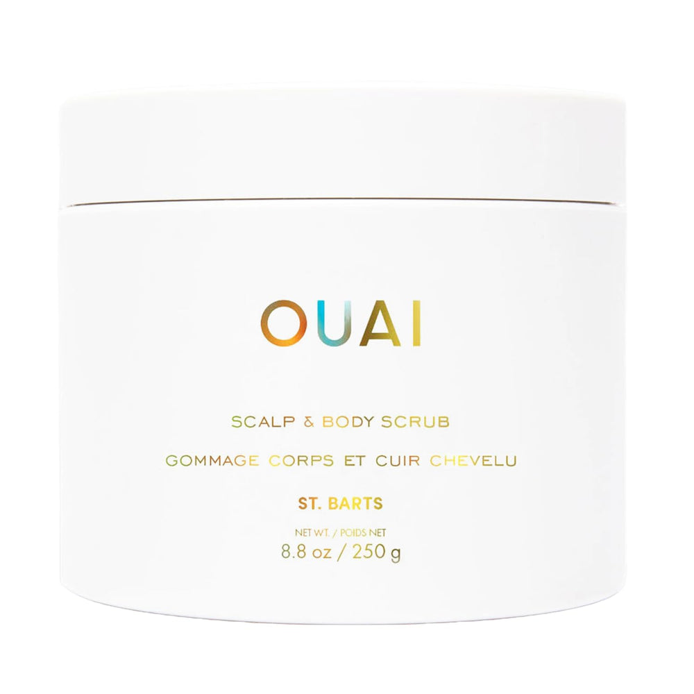 OUAI gommage cuir chevelu et corps : exfolie en douceur et revitalise la peau.