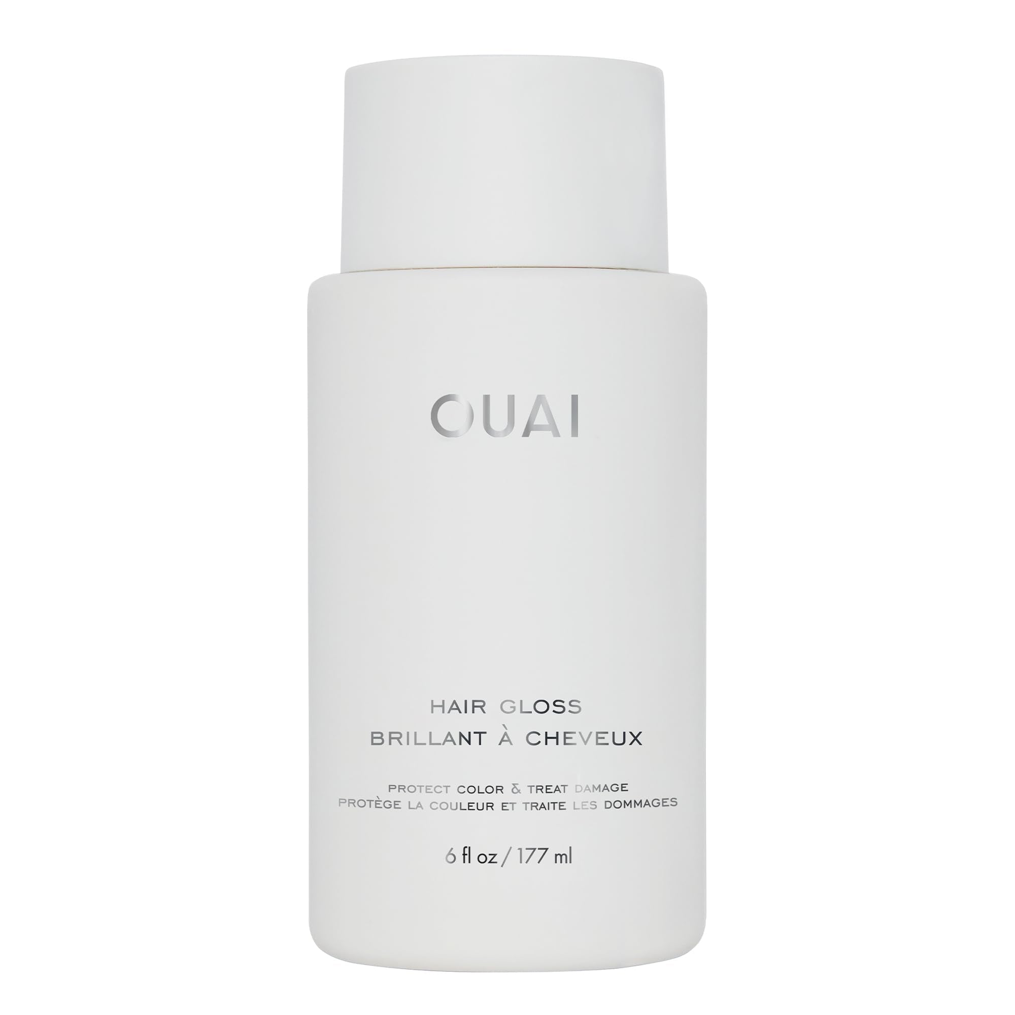 OUAI Hair Gloss – Bouteille éclatante offrant une brillance immédiate après la douche.