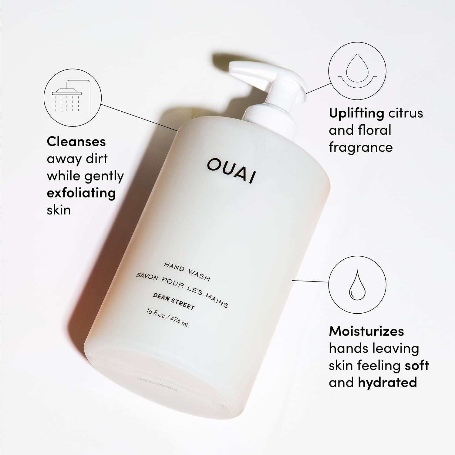 OUAI Dean Street: texture exfoliante au jojoba pour des mains douces.