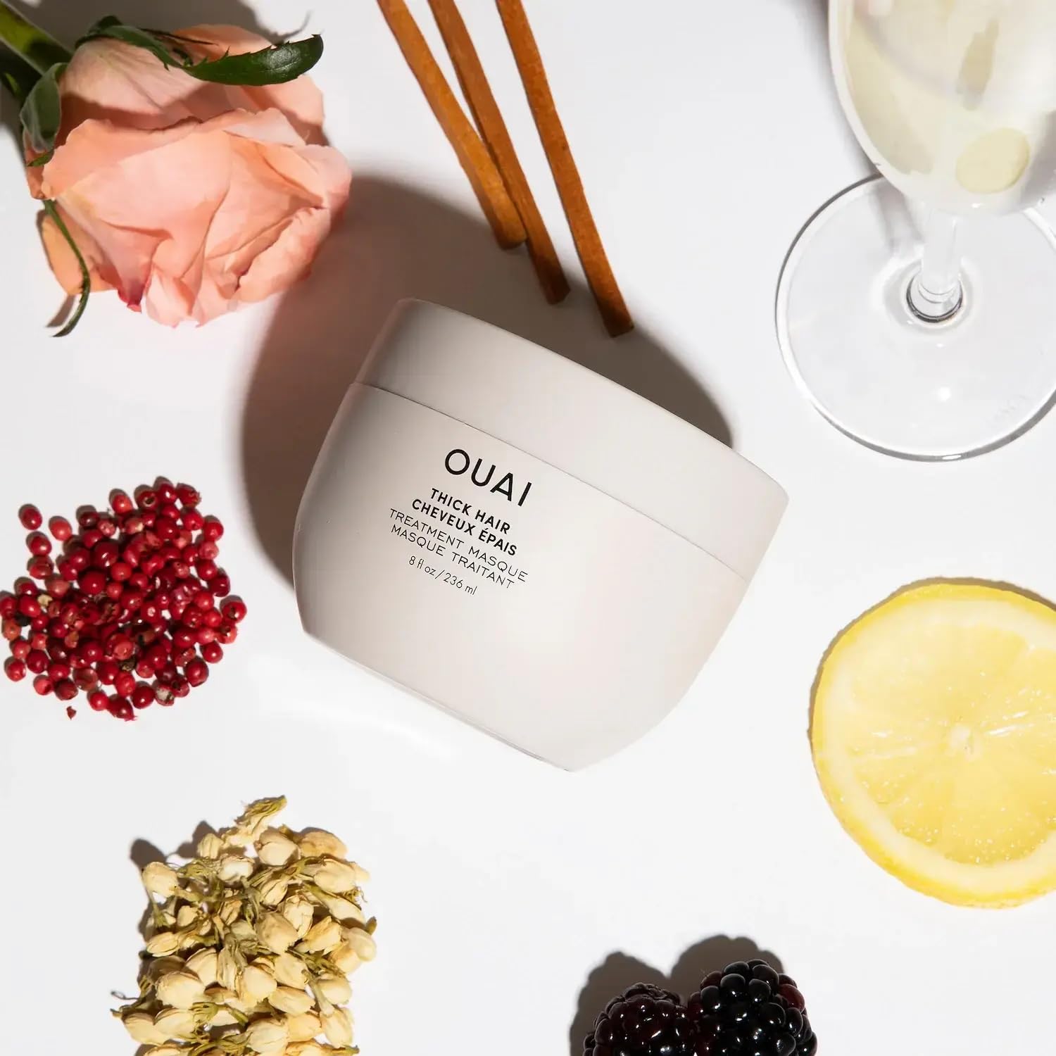 OUAI Masque Cheveux Épais – application après shampoing, rituel rapide.