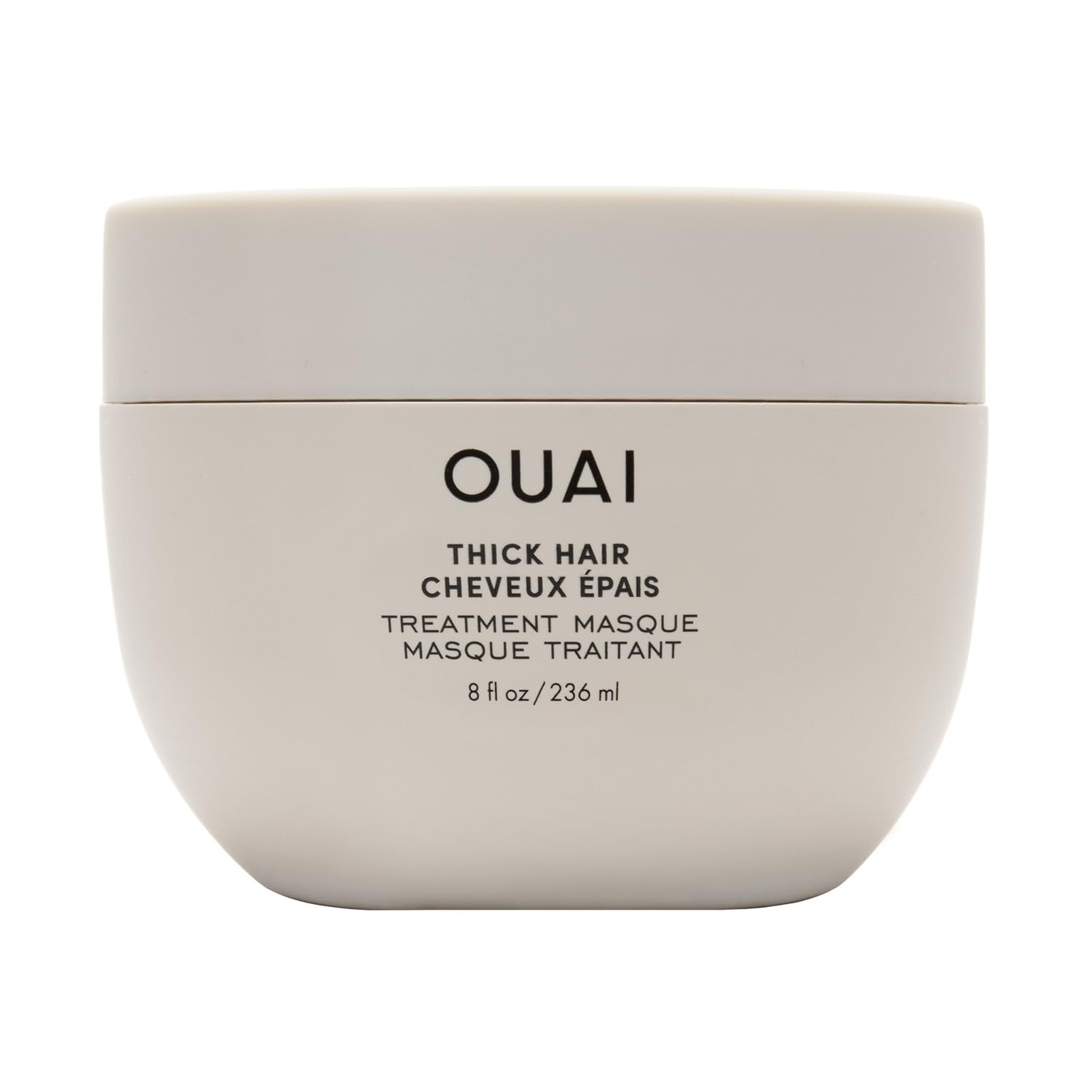OUAI Masque Cheveux Épais – bouteille du produit, nourrissement profond pour cheveux cassants.