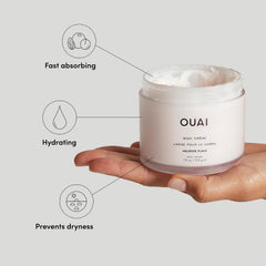 OUAI Melrose Place beurre cupuaçu, hydratation durable pour peau douce et veloutée.