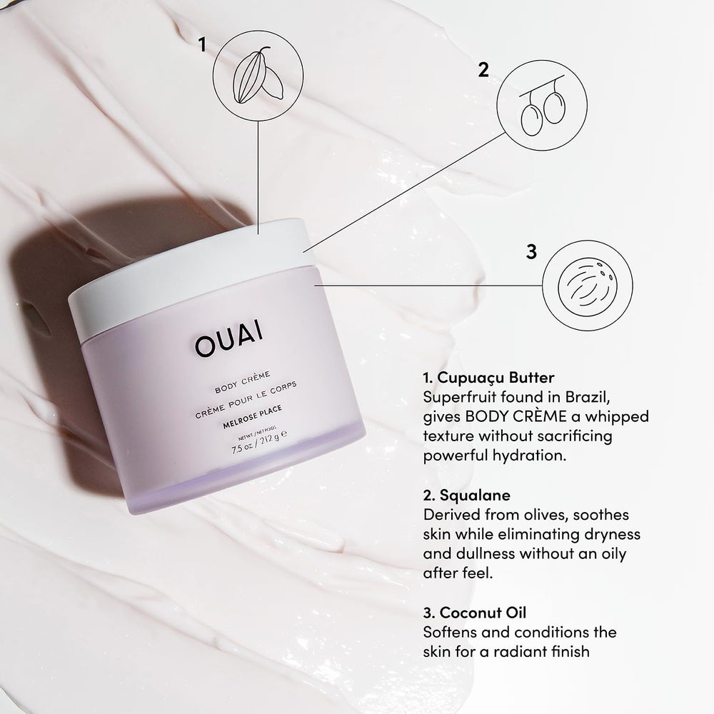 OUAI Melrose Place huile d'olive et squalane, apaise et réconforte la peau sèche.