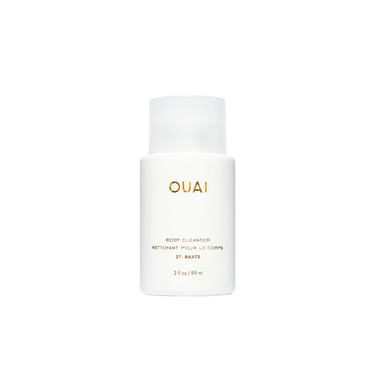 OUAI nettoyant-corps St Barts en bouteille voyage, hydratation légère et pratique.