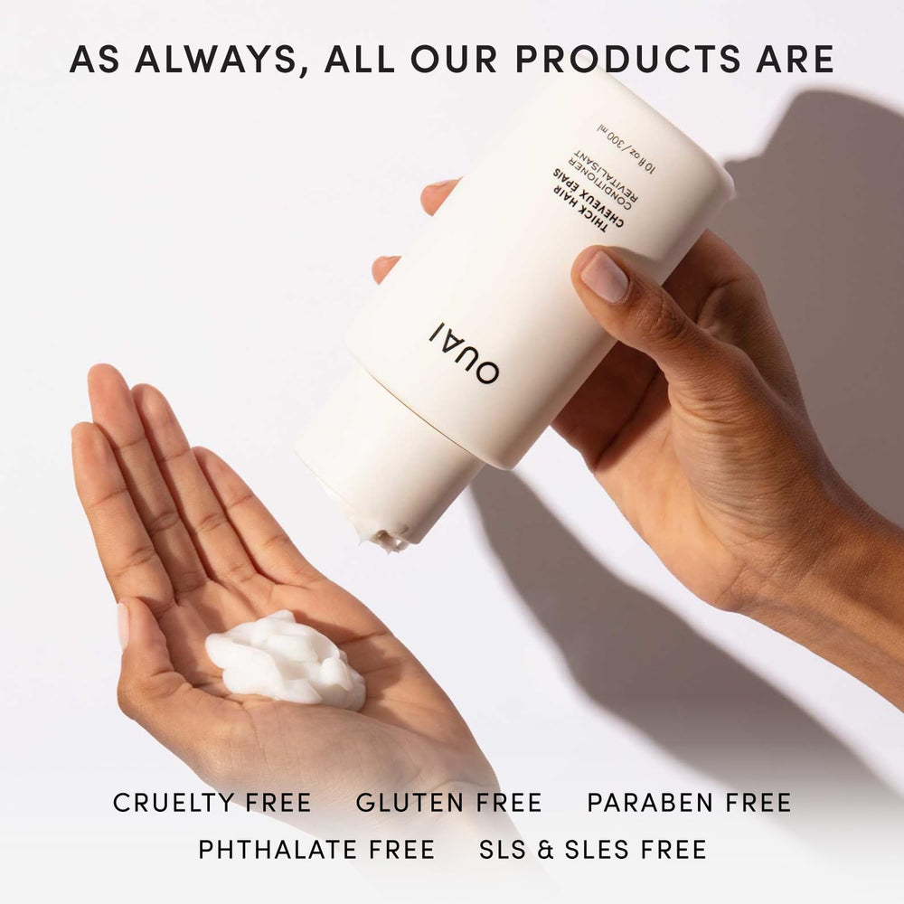 OUAI sans sulfates, symbole sur emballage indiquant une formule douce.