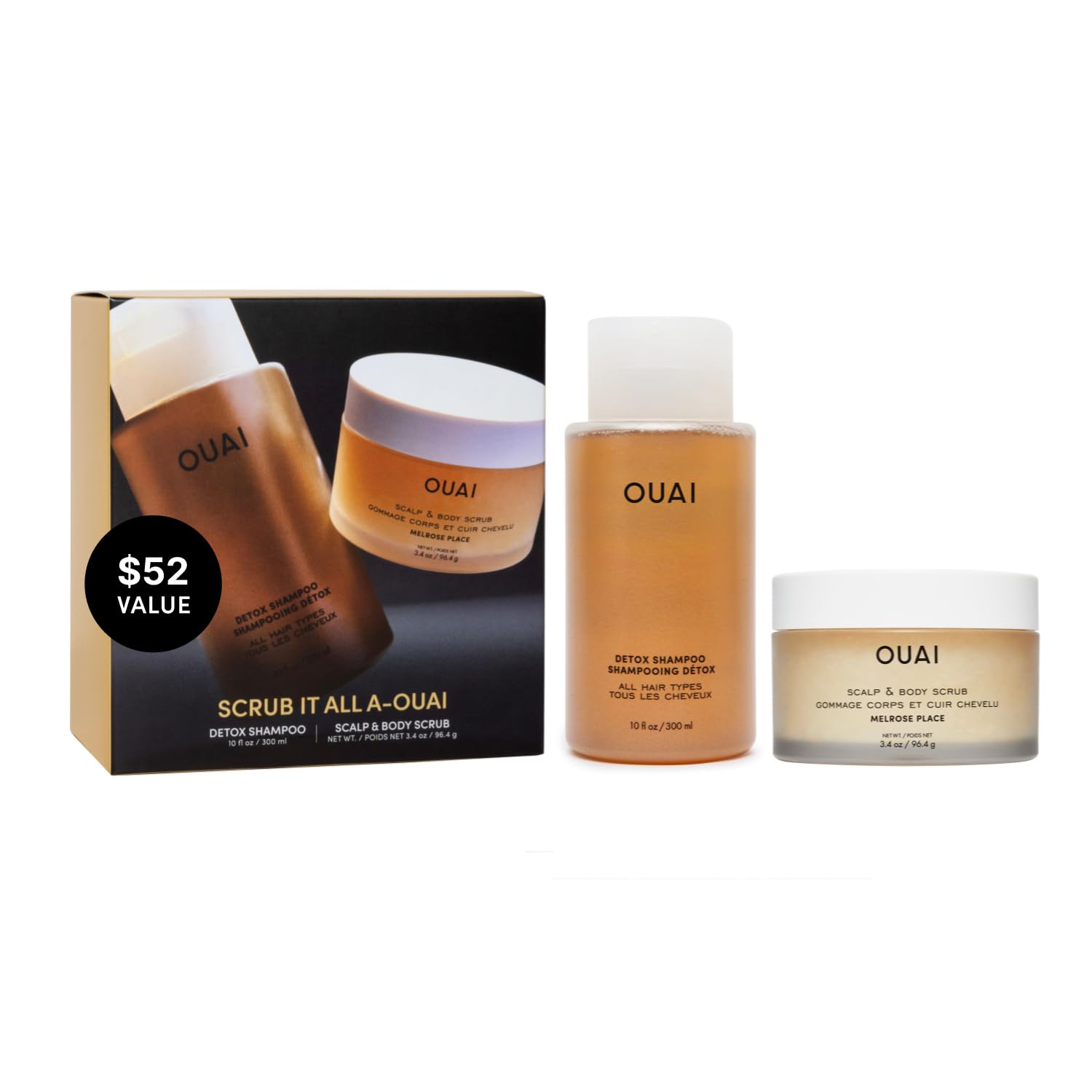 OUAI Shampoing clarifiant: bouteille prête à détoxifier les cheveux et éliminer les résidus.