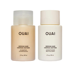 OUAI Shampoing moyen en bouteille, hydratation légère adaptée aux cheveux moyens.