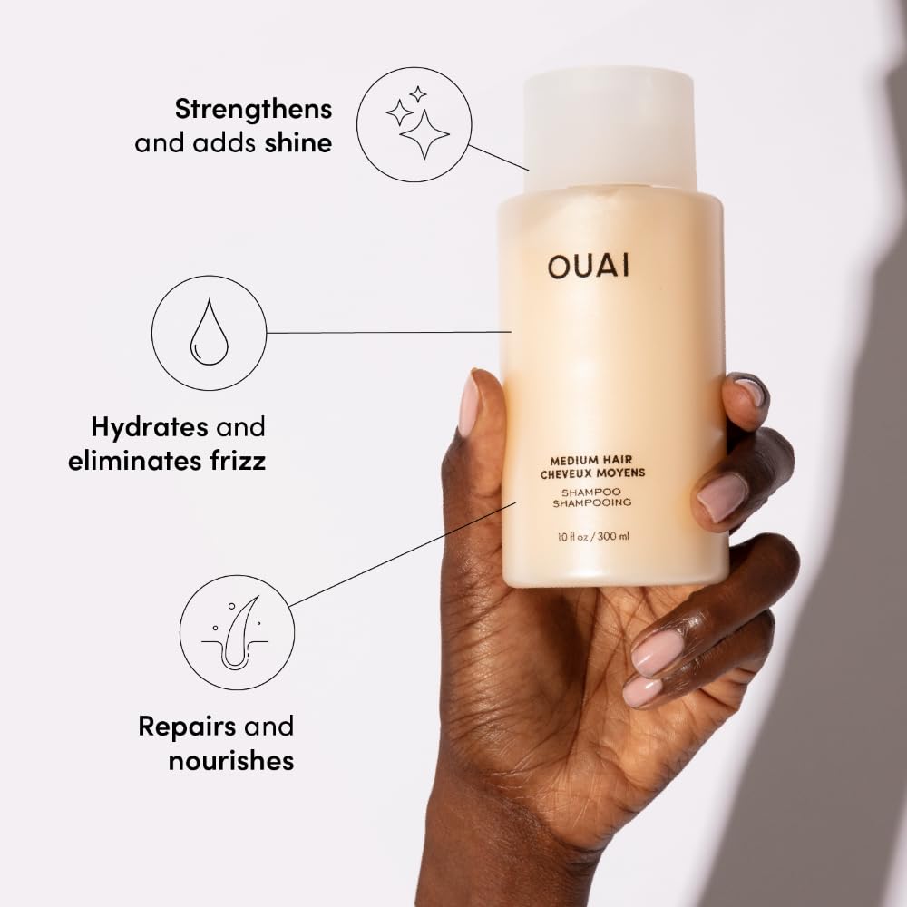 Texture crémeuse du Shampoing OUAI moyen facilitant le démêlage.