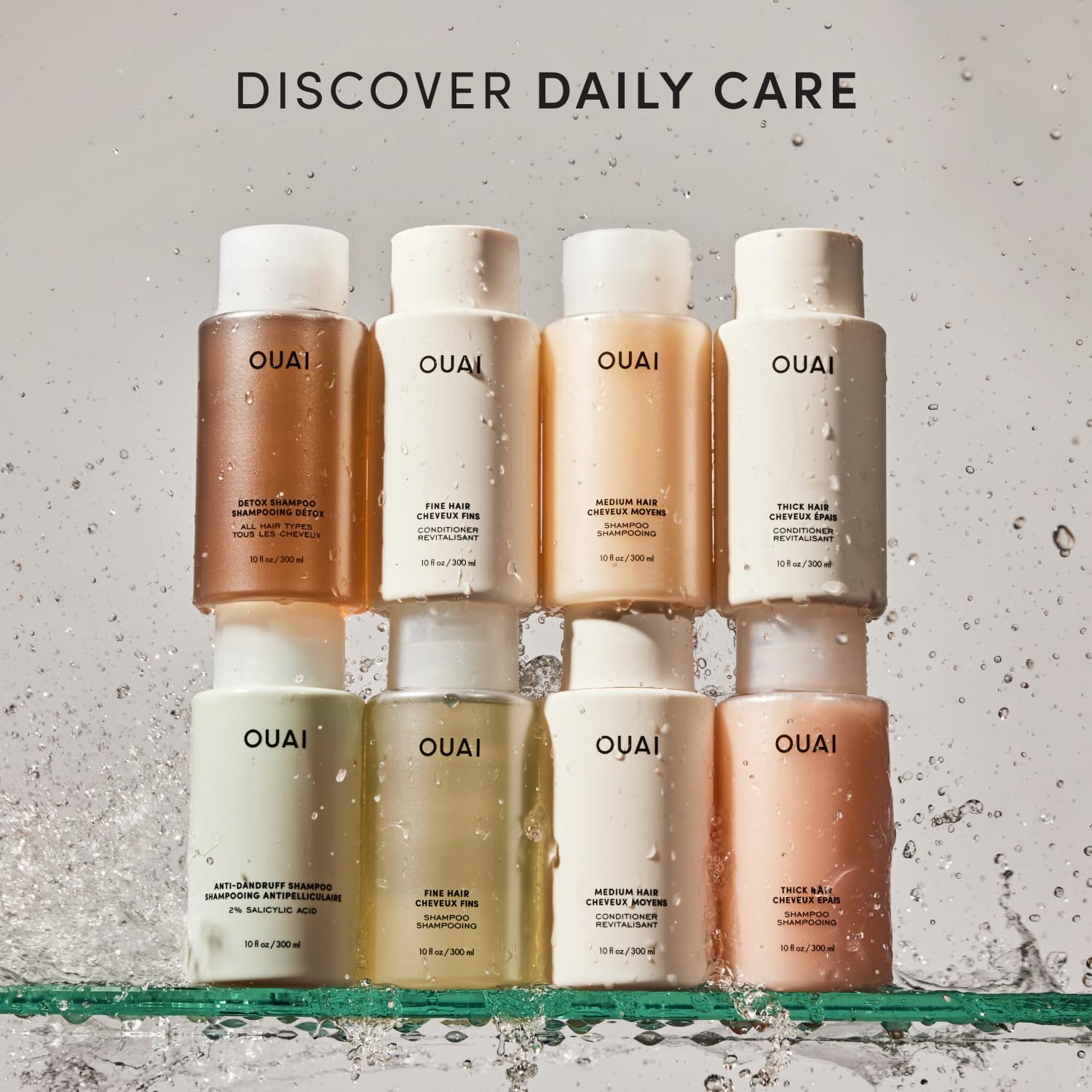 Packaging élégant et pratique OUAI pour la routine beauté