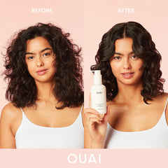 Texture crème douce OUAI qui dompte les frisottis sans alourdir.