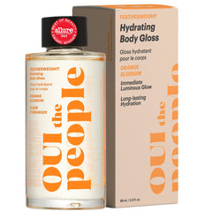 Bouteille OUI the People FEATHERWEIGHT Body Gloss, fini satinée et hydratation légère.