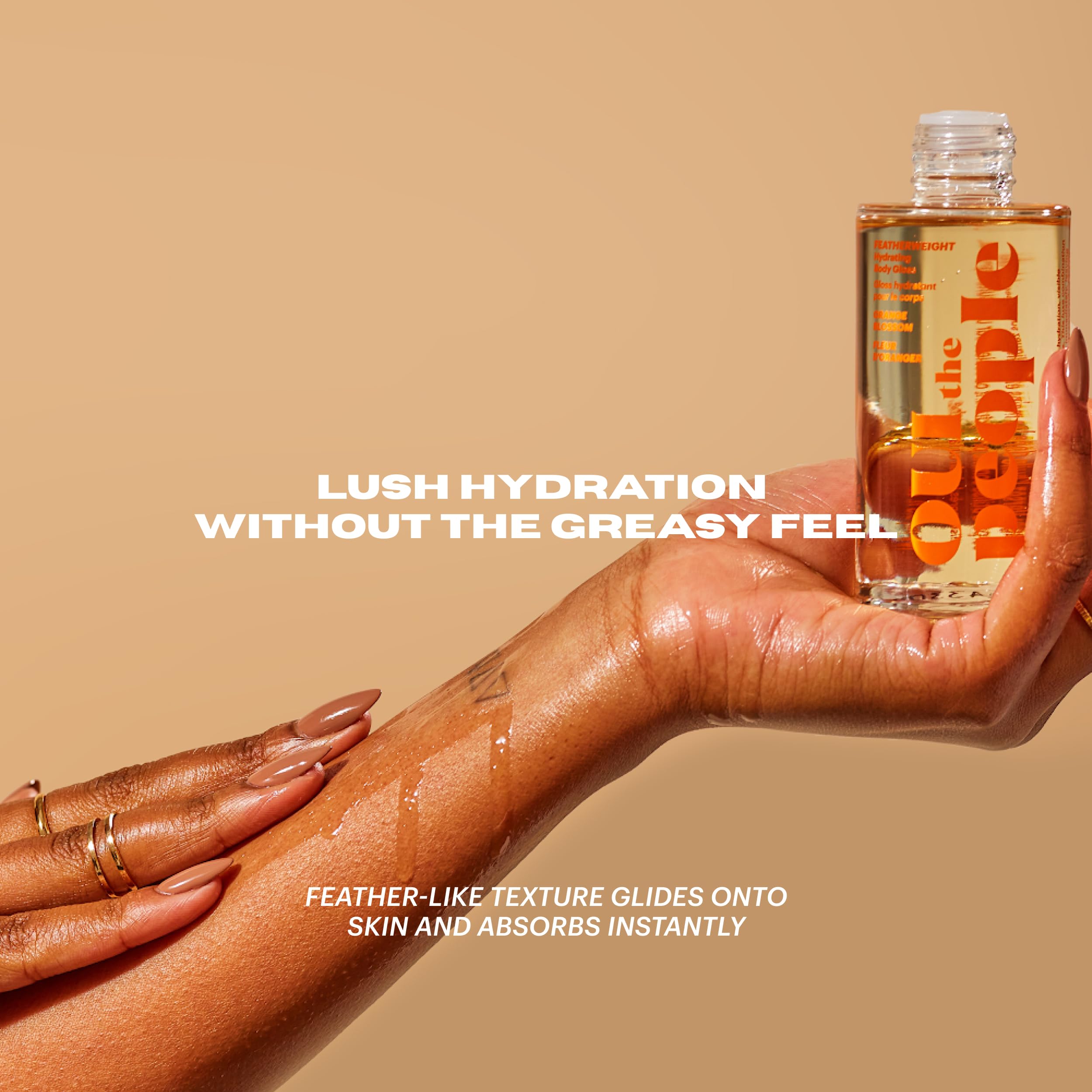 Brillance satinée sur la peau des jambes après absorption, par OUI the People.