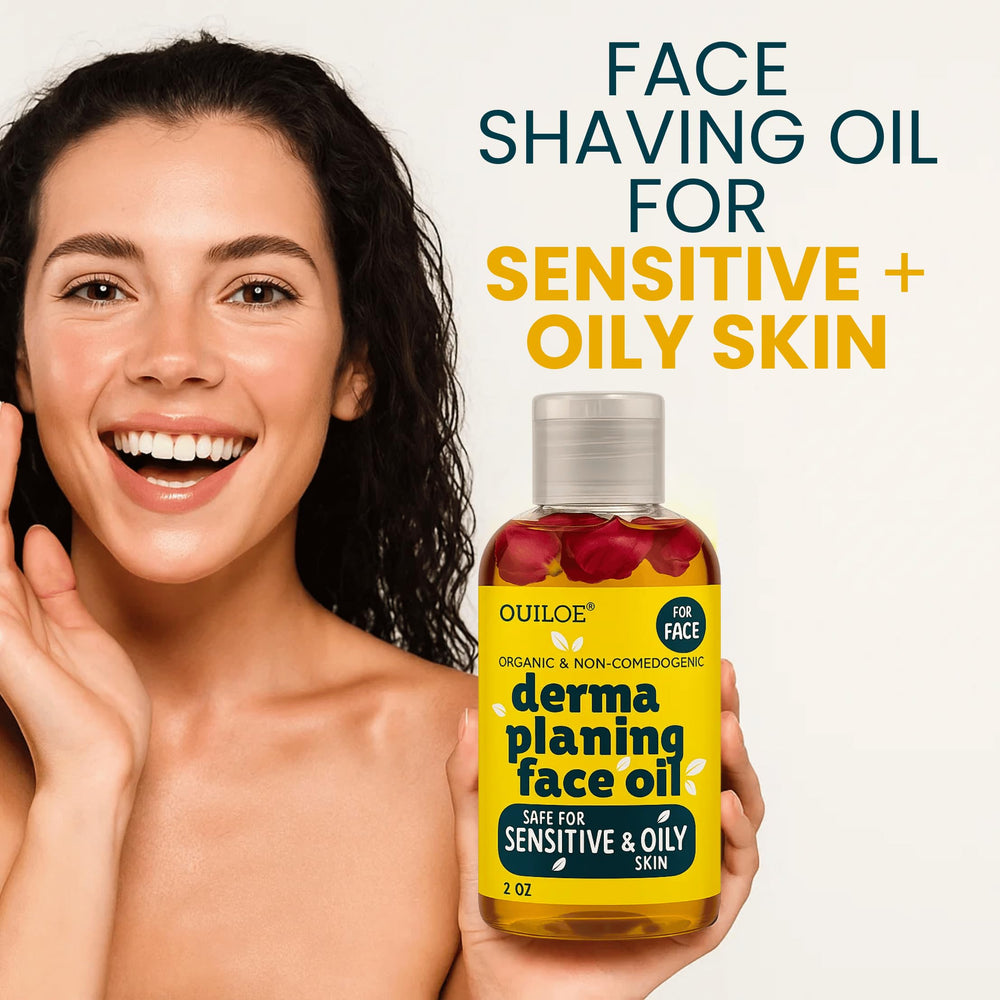 Application fluide de l’huile Dermaplaning sur le visage avant le rasage