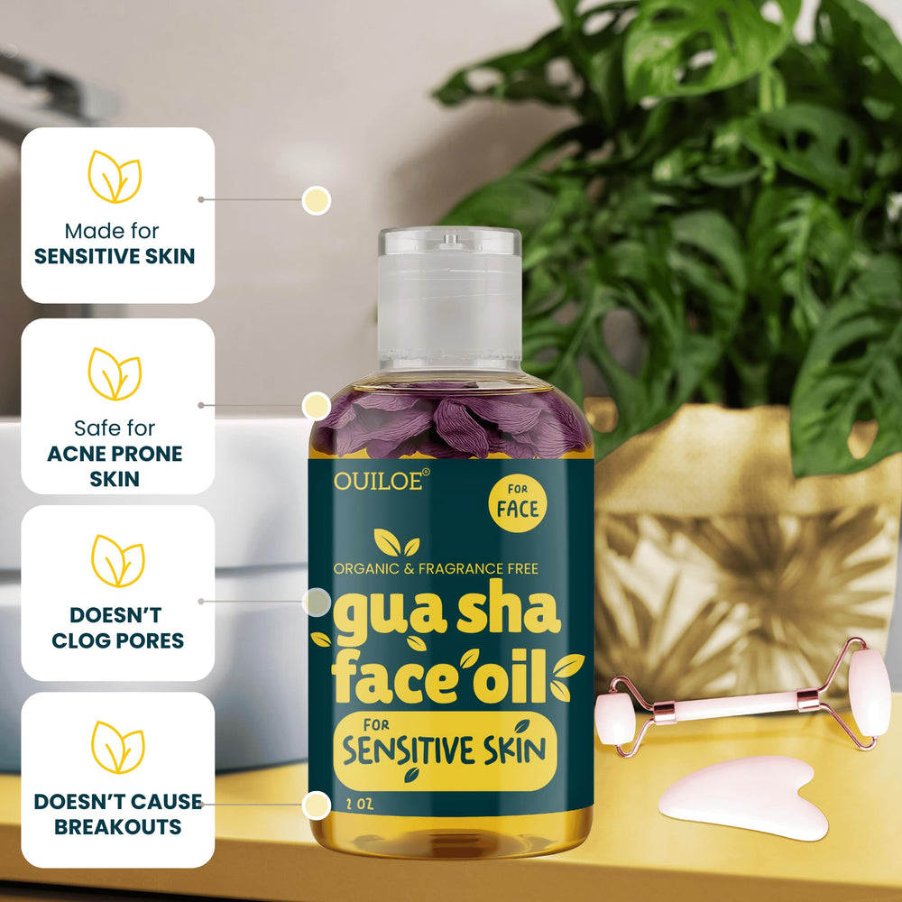 Ouiloe Huile Gua Sha anti-âge — détente des tensions faciales