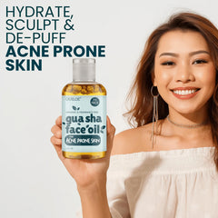 Huile Ouiloe Gua Sha pour visage acneique, non comedogene et legere.