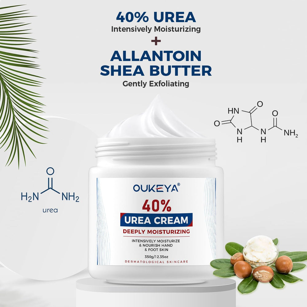 OUKEYA Crème à l’urée 40 % pour genoux, soin ciblé et nourrissant.