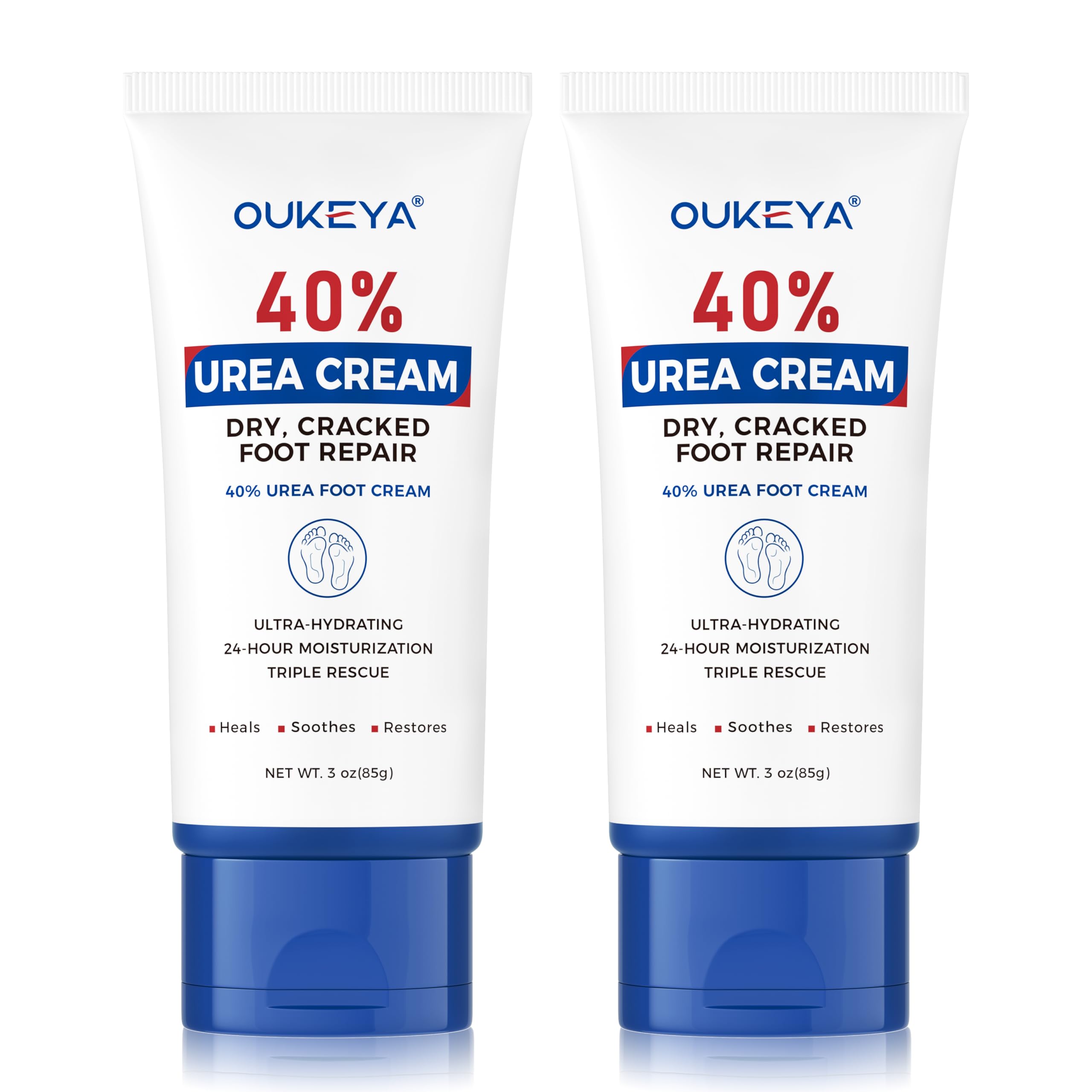 OUKEYA Crème Urée 40% tube 89 ml pour pieds et mains, hydratation ciblée.