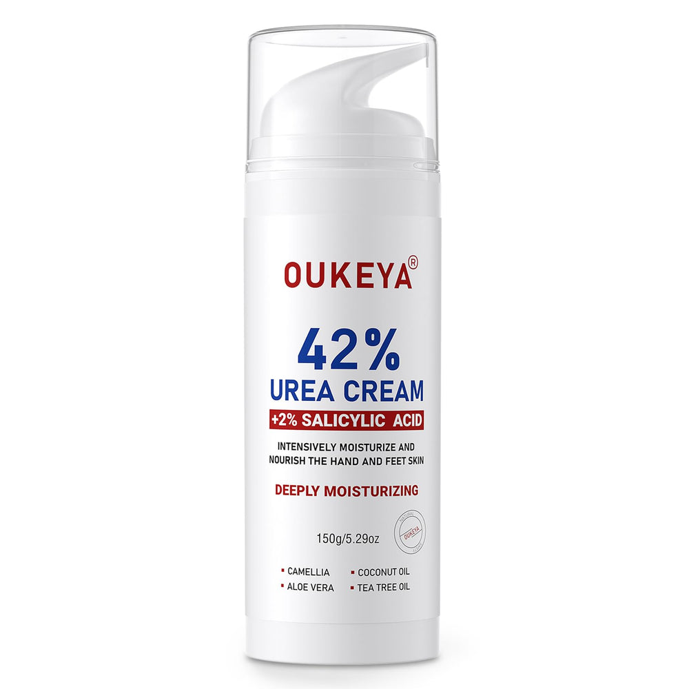 OUKEYA Crème à l’uréa et acide salicylique pour pieds et talons, hydratation en profondeur.
