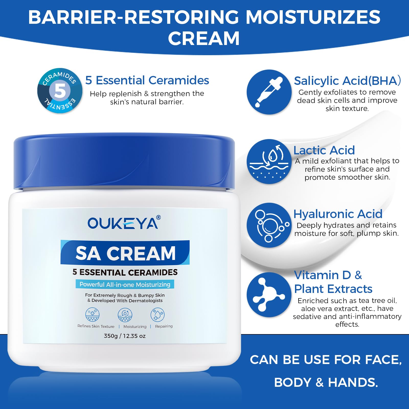 OUKEYA SA Cream – exfoliation douce avec salicylique pour peau lisse.