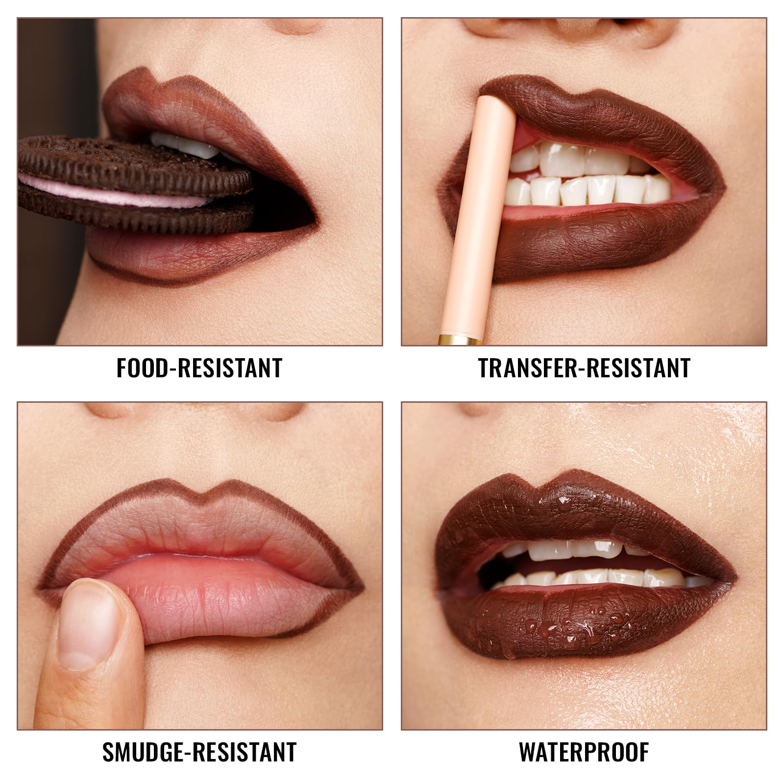 Contour lèvres noir avec Oulac pour application uniforme et sans bavures.