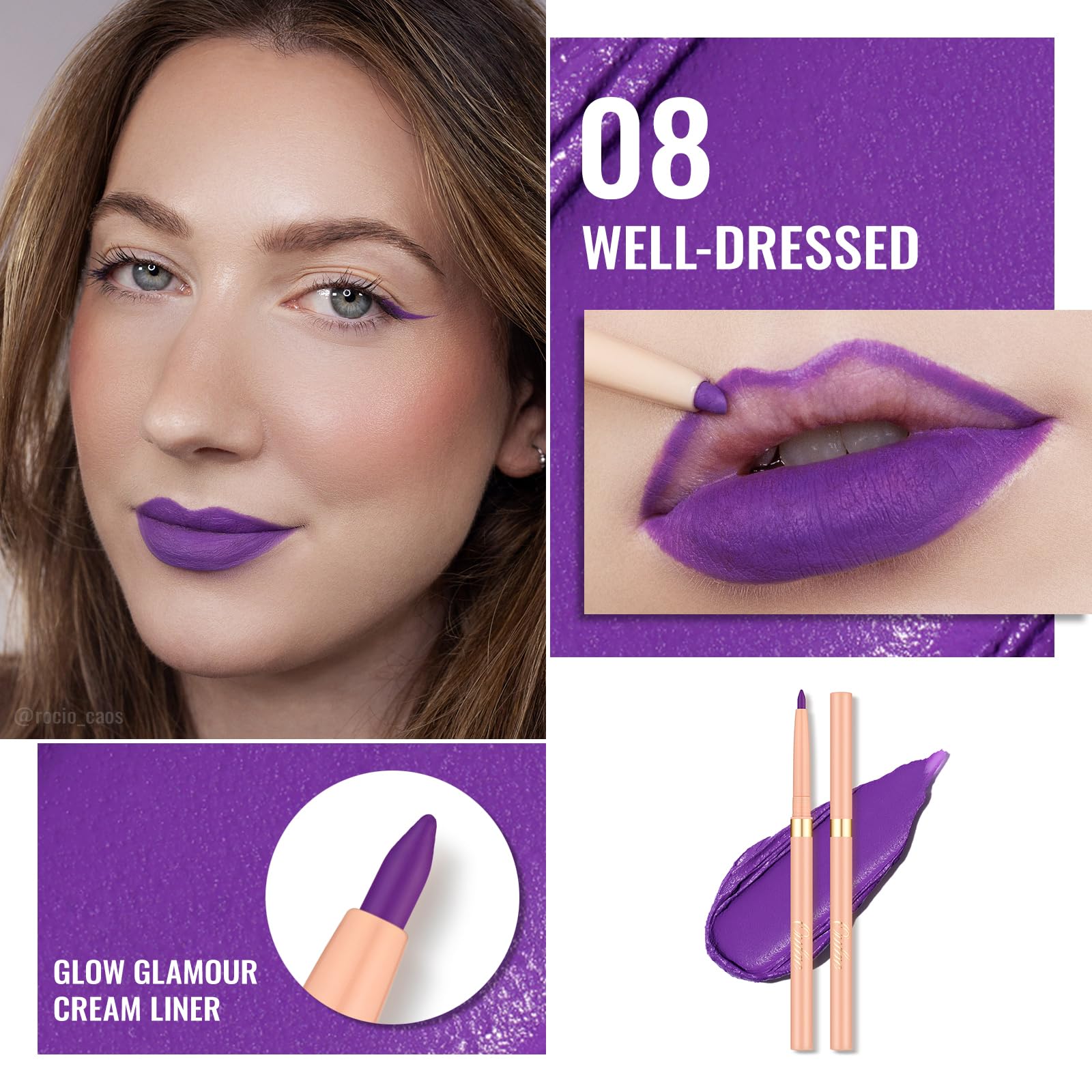 Oulac crayon lèvres à tour, fini mate violet, application facile