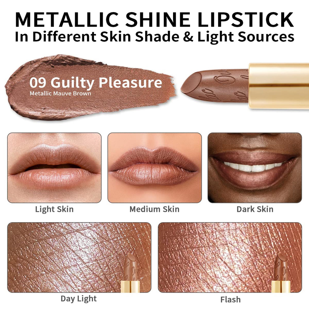 Oulac rouge à lèvres effet brillant demi-brillance, résultat miroir discret.