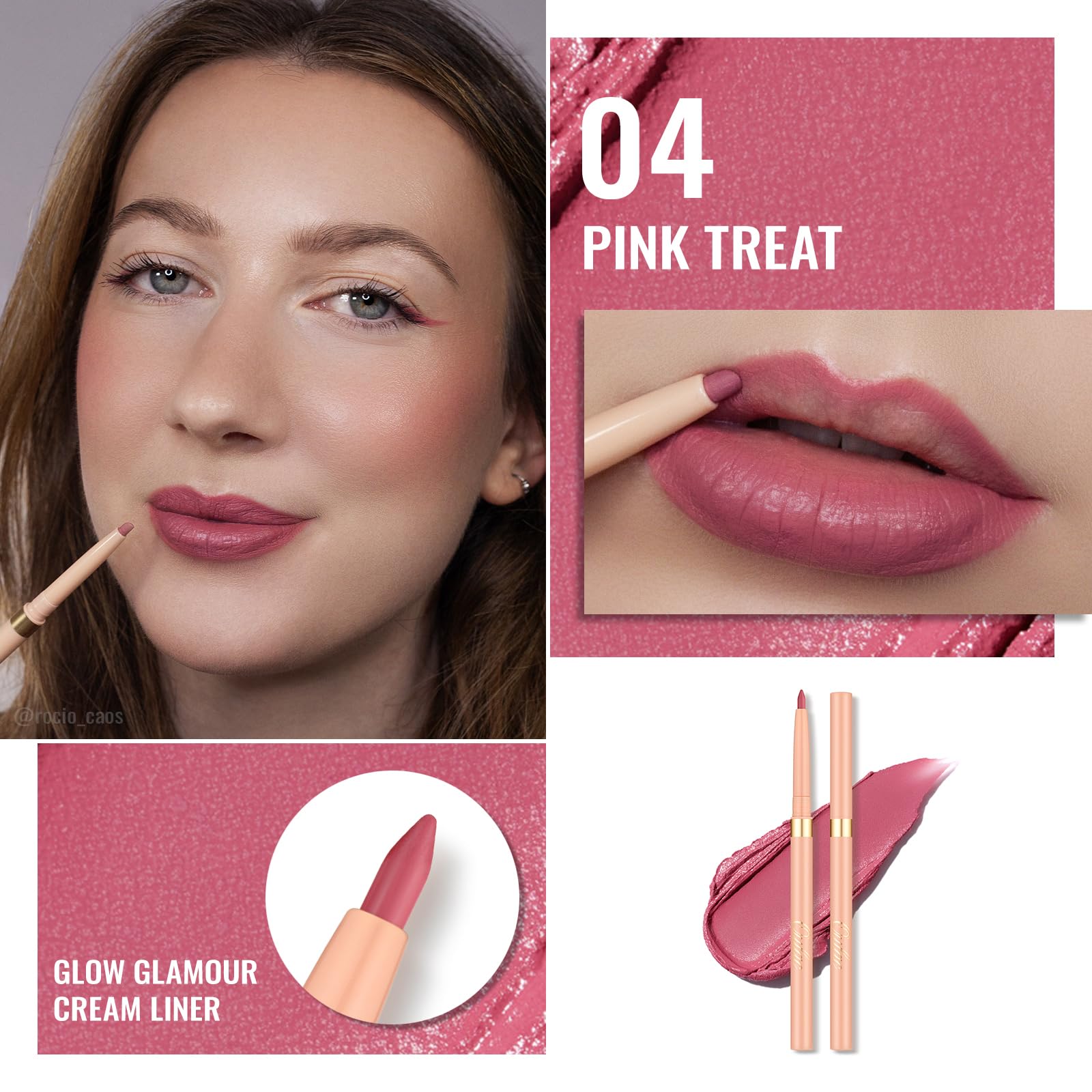 Oulac Rose Delice: crayon contour œil retractable pour un regard précis.