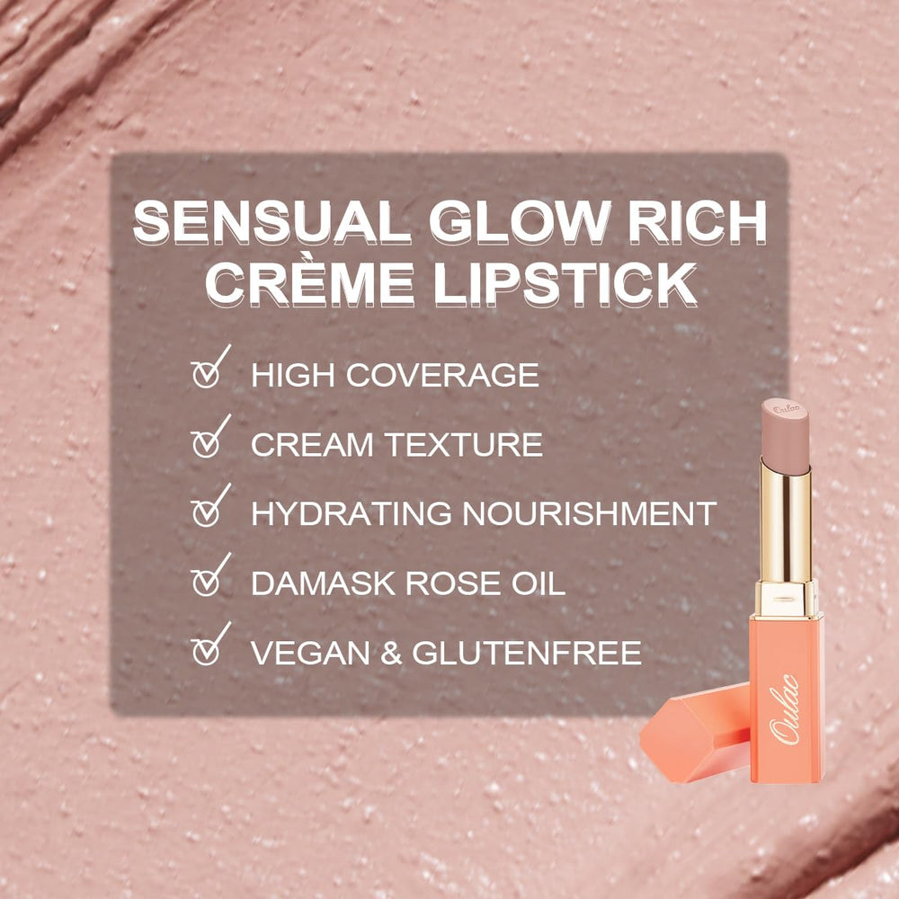 Oulac rouge à lèvres beige clair parfait pour maquillage naturel au quotidien.