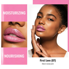 Oulac Warm Pink Shine – texture douce qui glisse et teinte nude éclatante.