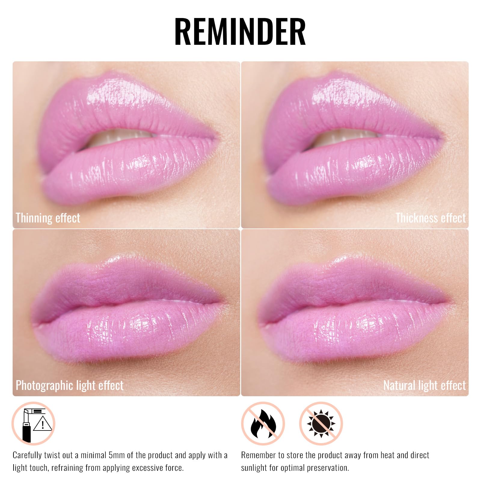 Oulac Pinky Purple Rouge à Lèvres avec vitamine E et hyaluronate nourrissent les lèvres.