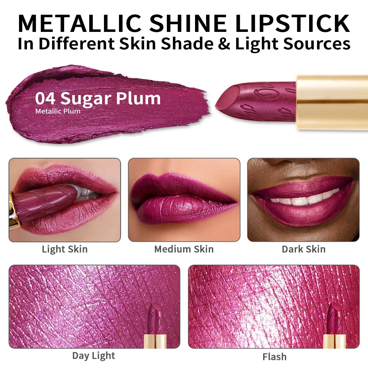 Effet métallique 3D capte la lumière sur Sugar Plum.