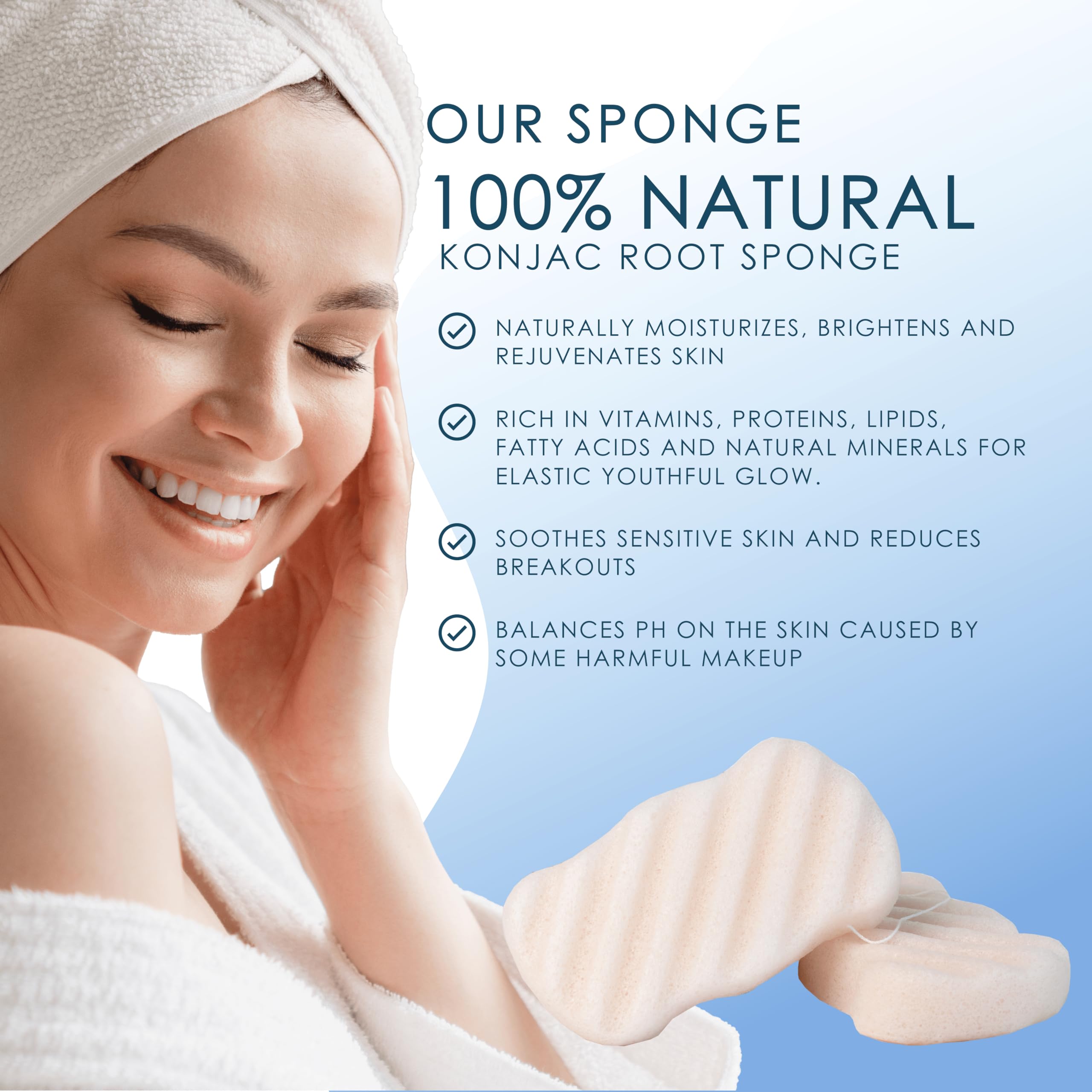 Massage doux sur peau sensible avec l'éponge Konjac Our Earth Beauty.