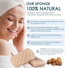 Éponge Our Earth Beauty Konjac pour peau sensible, nettoyage doux.