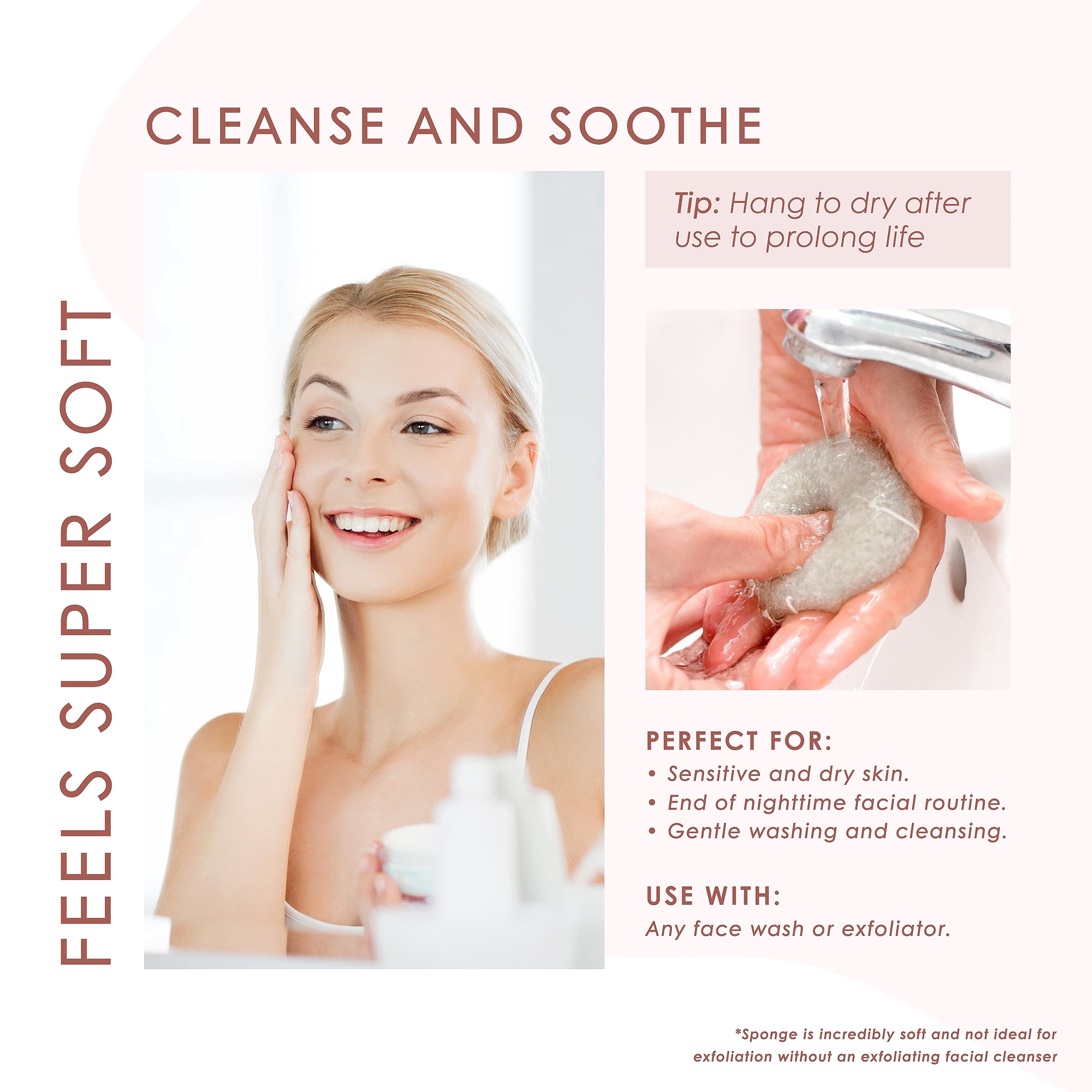 Our Earth Beauty Konjac éponge: massage doux pour peaux sensibles et nettoyages délicats.