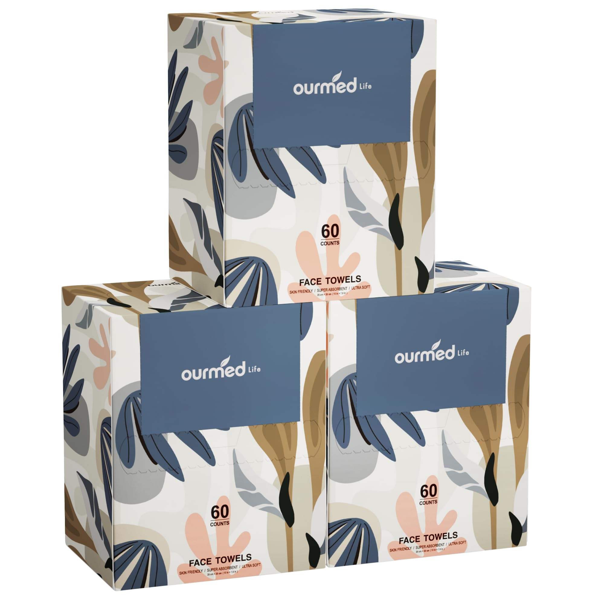 Ourmed Life serviettes visage jetables bio-dégradables, douceur et sécurité pour peau sensible.