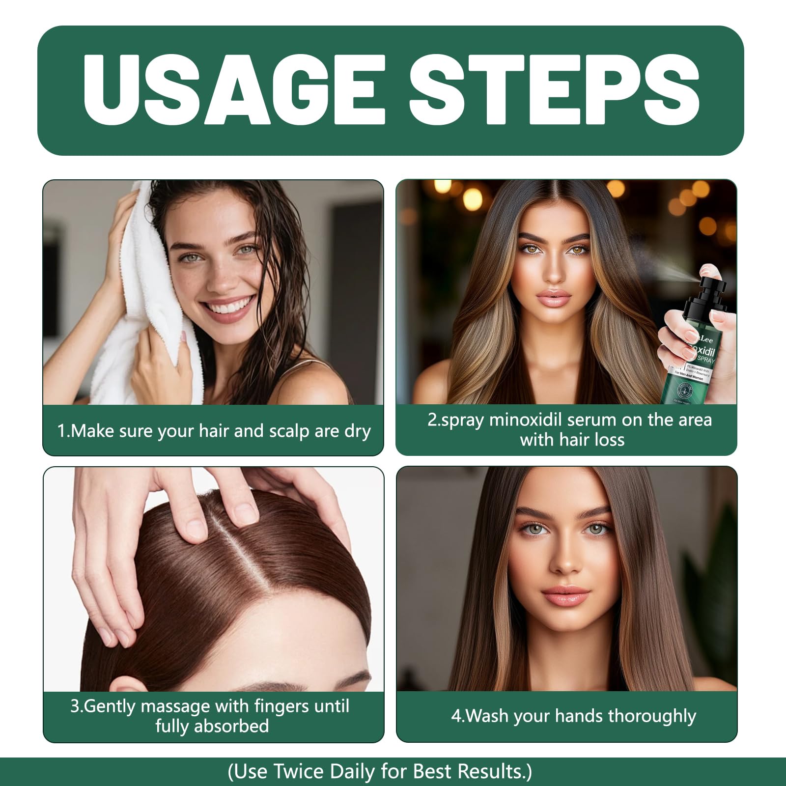 OURMUST Minoxidil 5% pulvérisation non grasse qui pénètre rapidement.