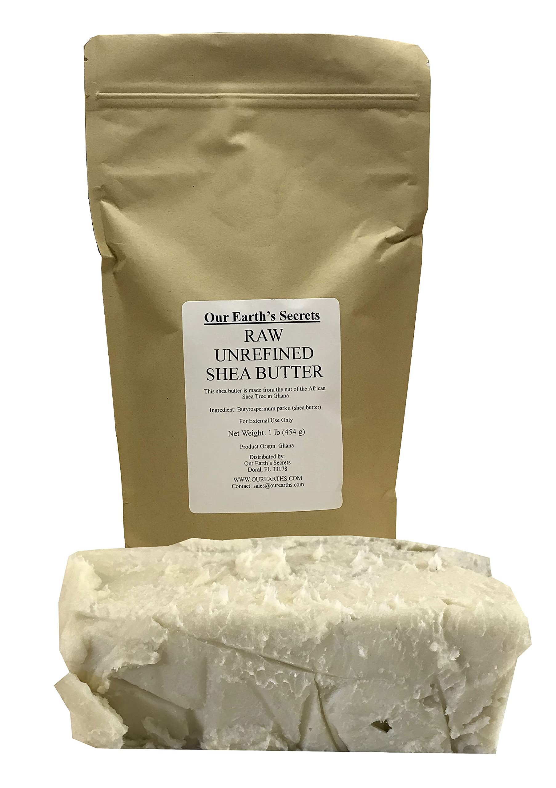 Our Earth's Secrets Ivory Shea butter block for premium skin care and DIY blends.