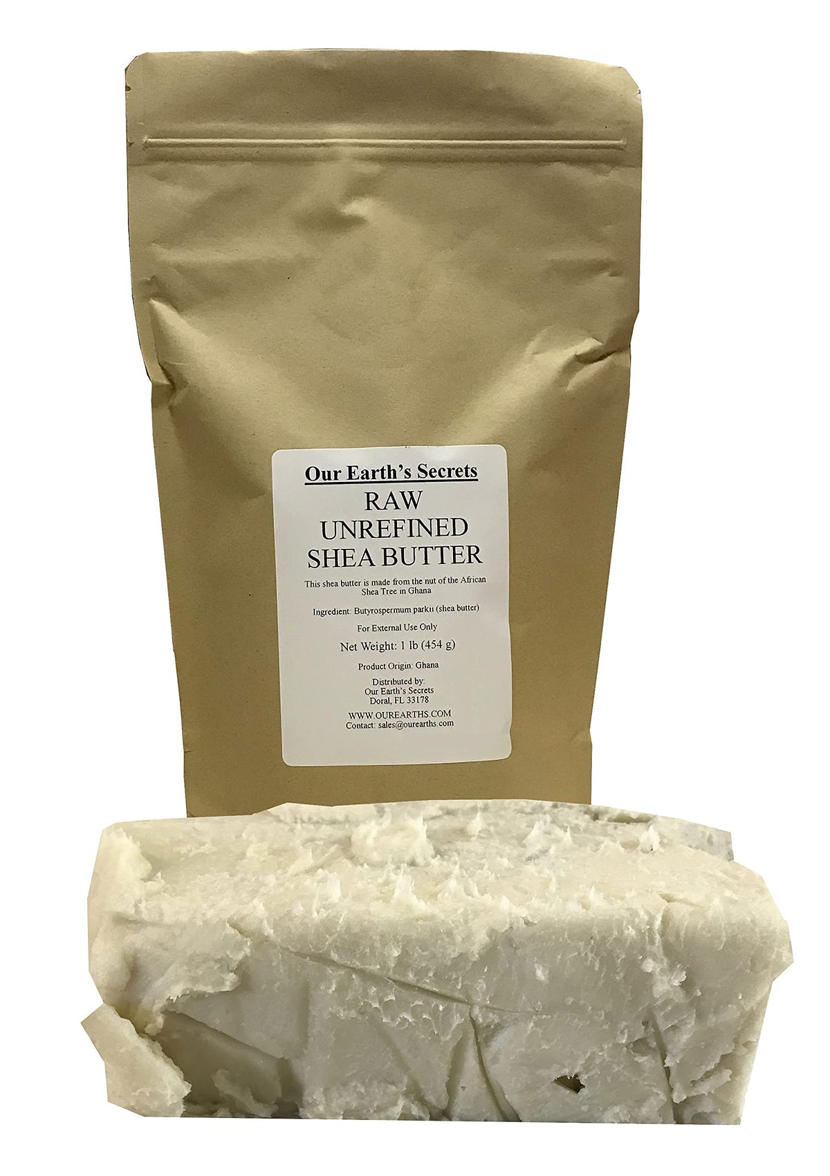 Our Earth's Secrets Ivory Shea butter block for premium skin care and DIY blends.