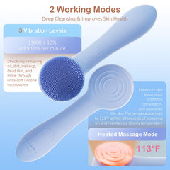 OUTIFUO brosse visage silicone bleue, étanche IPX7 sous la douche