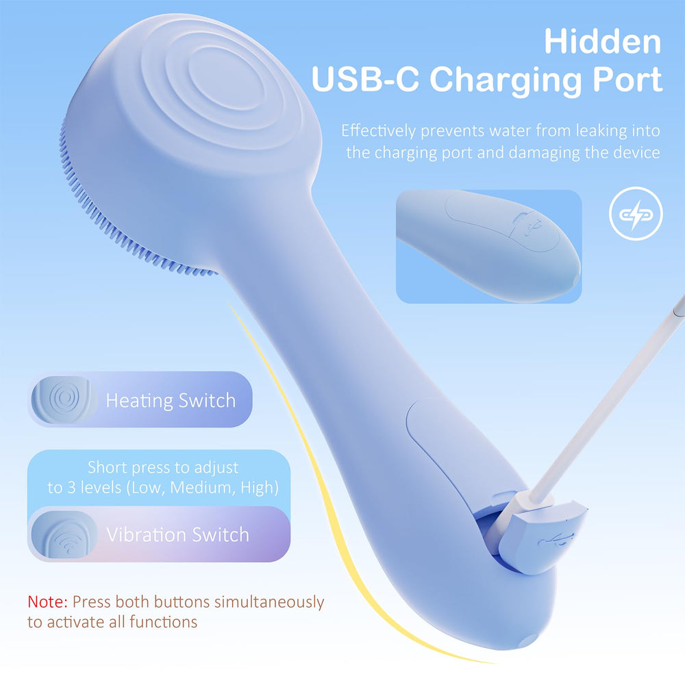 OUTIFUO brosse visage silicone bleue, design ergonomique et utilisation en voyage