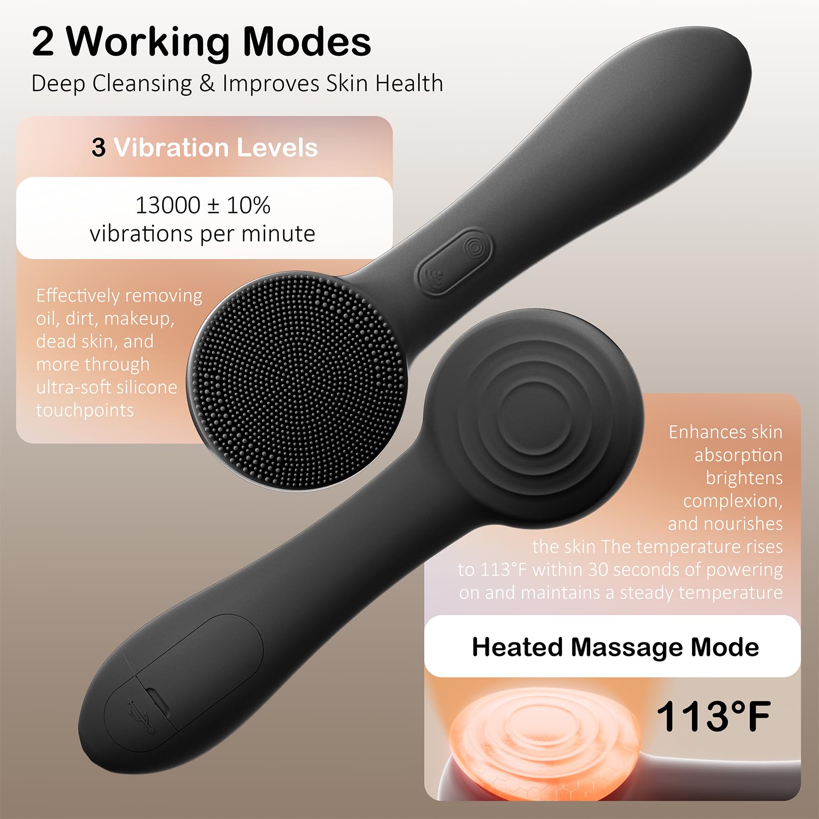 OUTIFUO brosse-visage-silicone-nettoyage-complet – atteint les zones difficiles comme le nez.