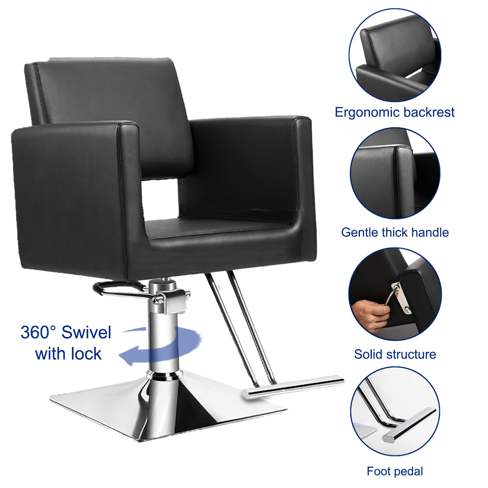 OUTMASTER chaise Coiffeur — assise confortable et soutien dorsal pour sessions prolongées.
