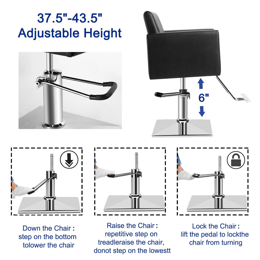 OUTMASTER chaise Coiffeur — pompe hydraulique robuste avec rotation à 360°.