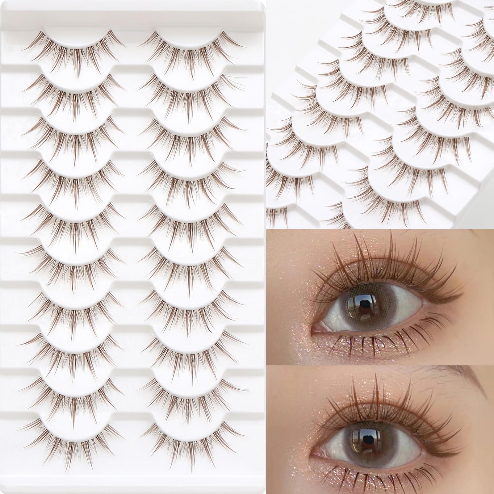 Outopen cils brun bande transparente assure une pose rapide et naturelle.