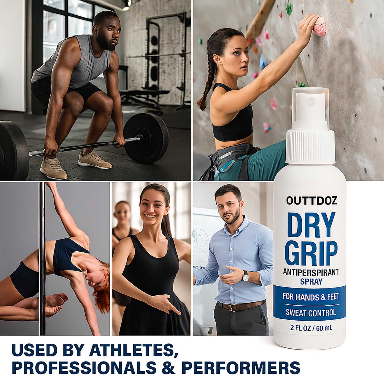 OUTTDOZ DryGrip – pieds secs, adhérence améliorée pendant l'entraînement.