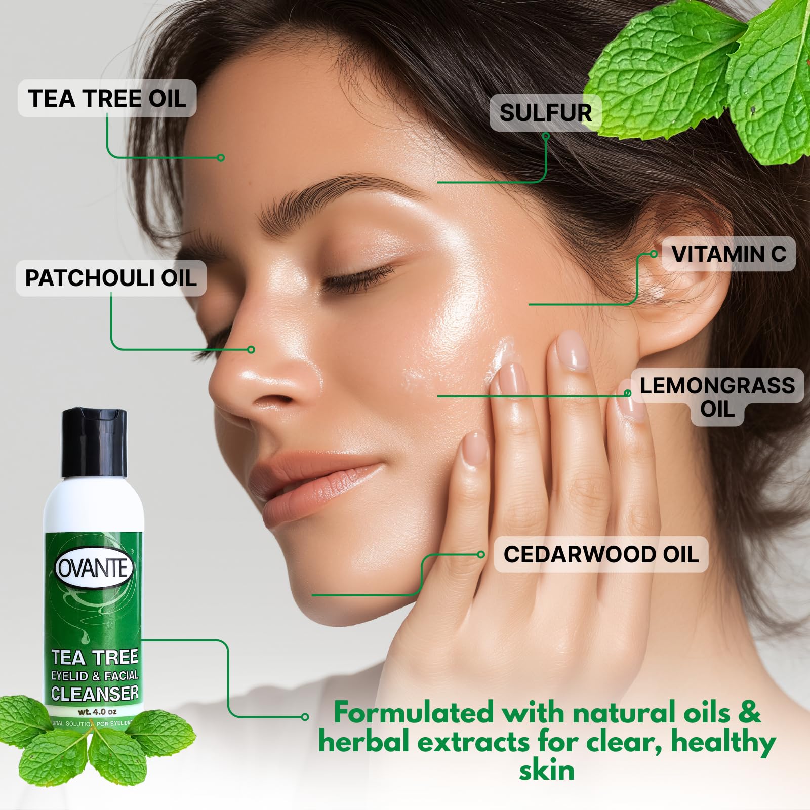 OVANTE gel nettoyant purifie et adoucit légèrement le contour des yeux.