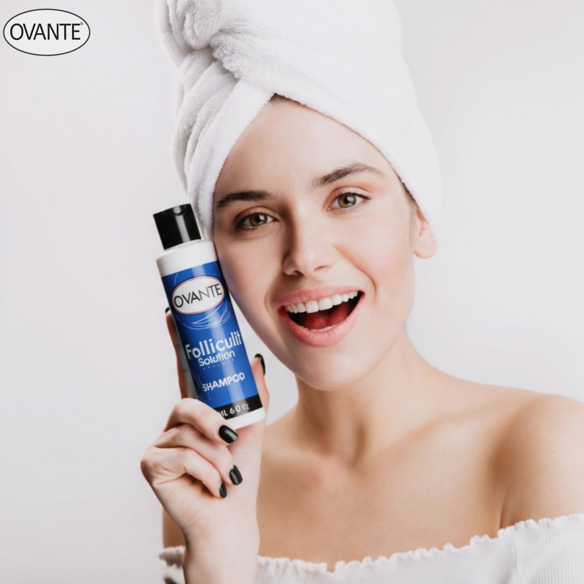 OVANTE post-rinse shine and softness on hair after use.