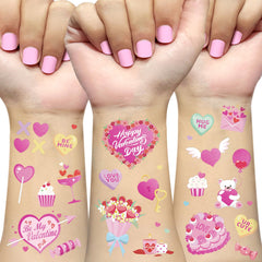 Tatouages Saint-Valentin Ovasorve, motifs rose métallisé – idéale pour accessoiriser la peau.